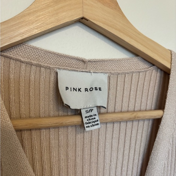 Pink Rose Beige Ribbed Knit Top - Picture 2 of 4